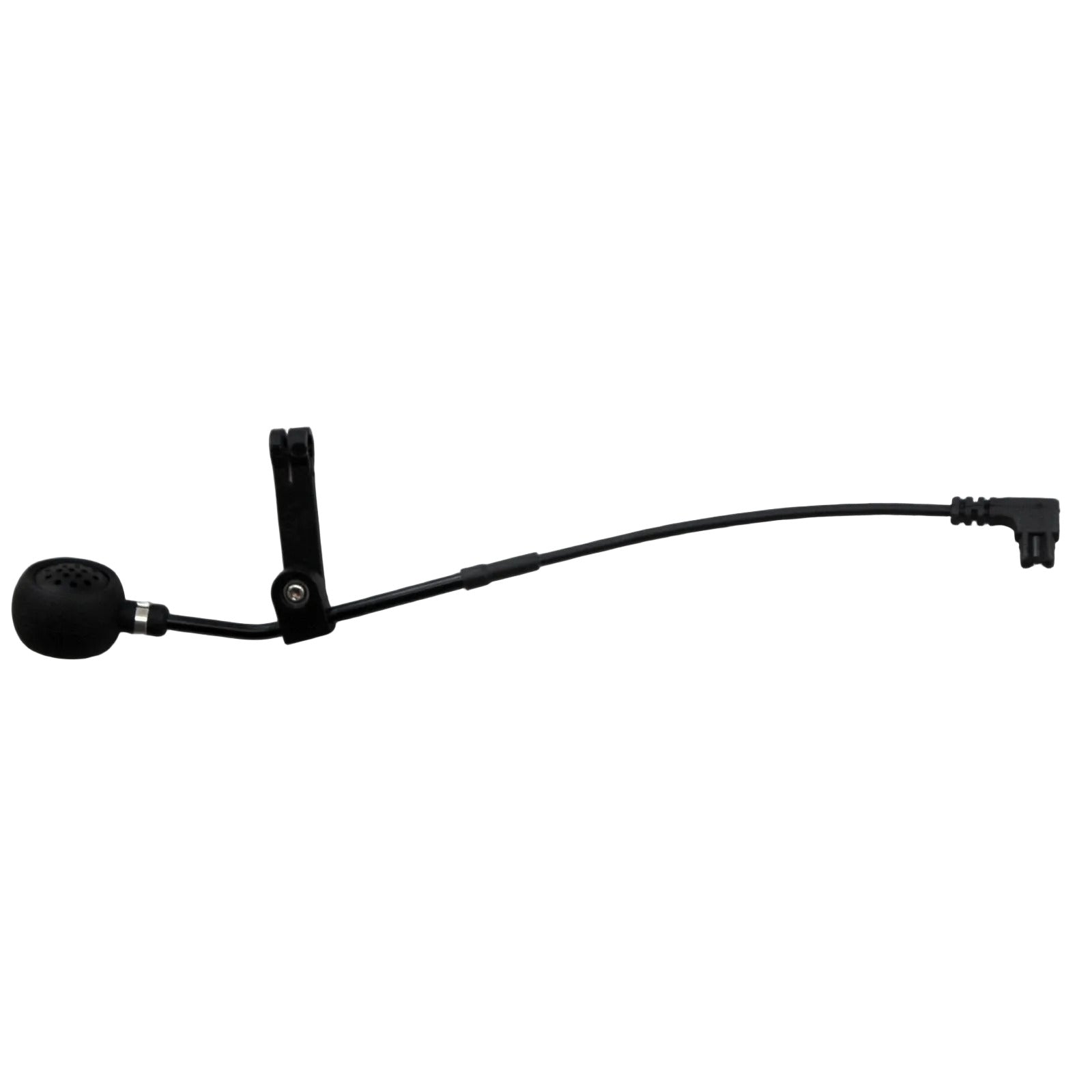 Swatcom camera headset microphone boom arm SKU AK6070 — Black round dynamic microphone on a black boom arm with trailing 2 pin connector cable